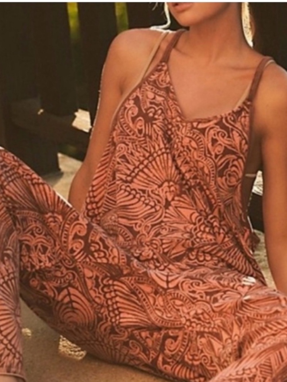Free People FP Movement Hot Shot Amber Combo Rare Printed Onesie Jumpsuit S - Picture 3 of 16